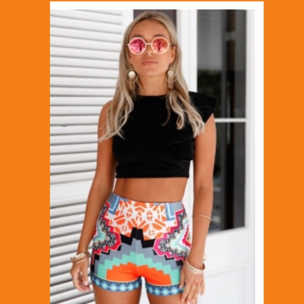 Fashion Print Party High Waist Shorts